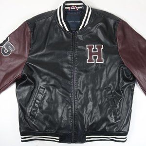 Tommy Hilfiger Varsity Bomber Jacket Burgundy New